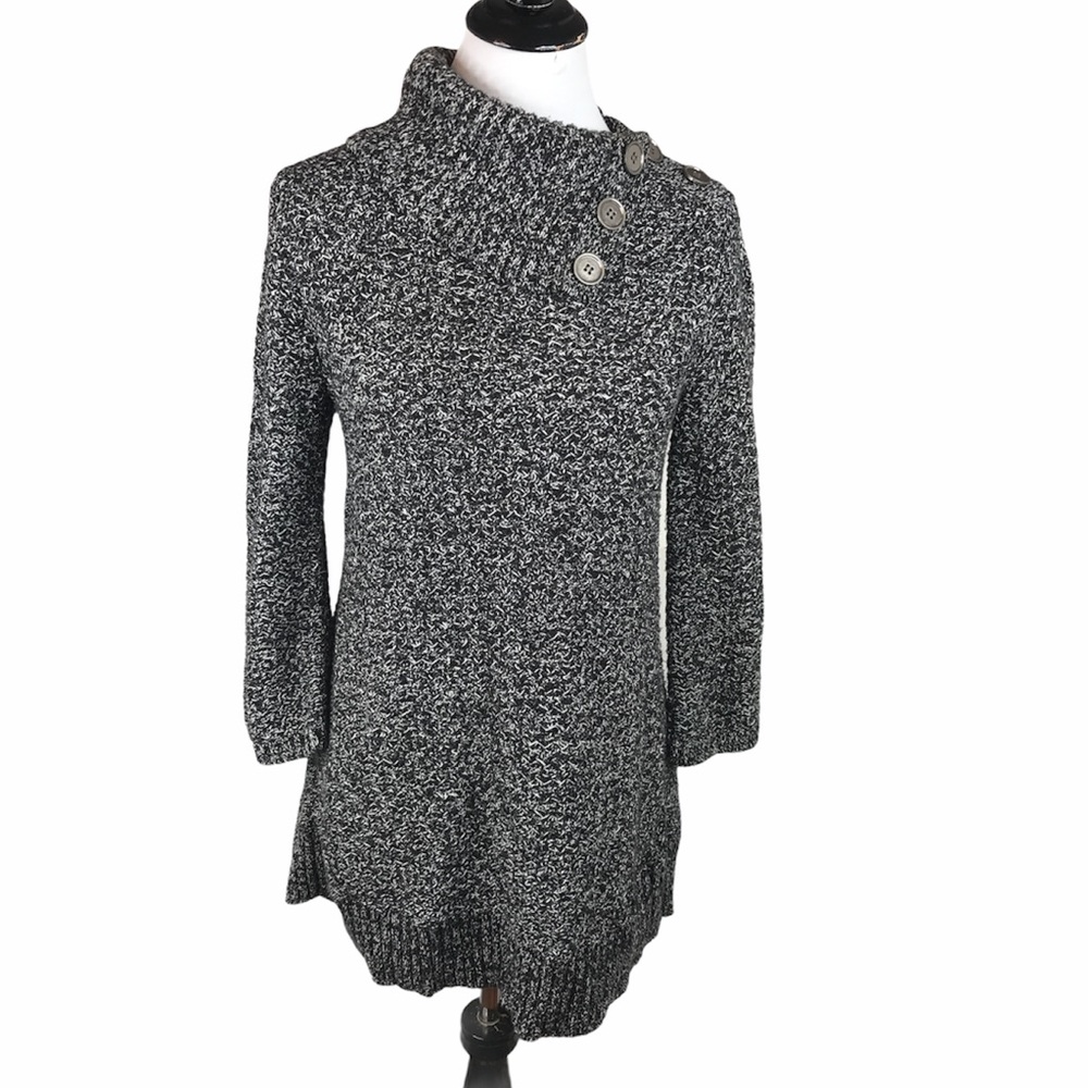 Style & Co. Cowl Neck Sweater, Black, White, Medium